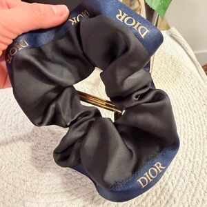 Dior Luxurious Black and Navy Hair Scrunchie